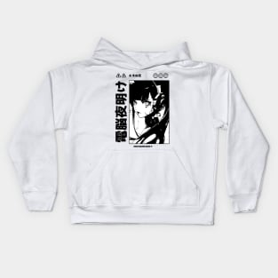 Vaporwave Cyberpunk Japanese Manga Girl Black and White Kids Hoodie